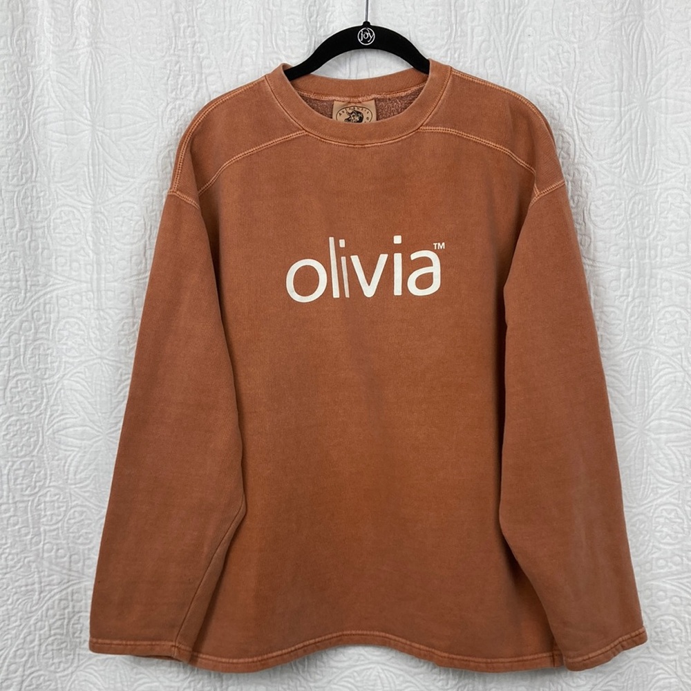 VTG Authentic Pigment 100% Ringspun Cotton Olivia Brown Sweatshirt Sz Small